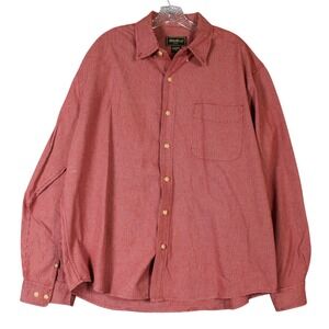 Eddie Bauer Mens Red Gingham Check Long Sleeve Button Down Shirt Size‎ XL